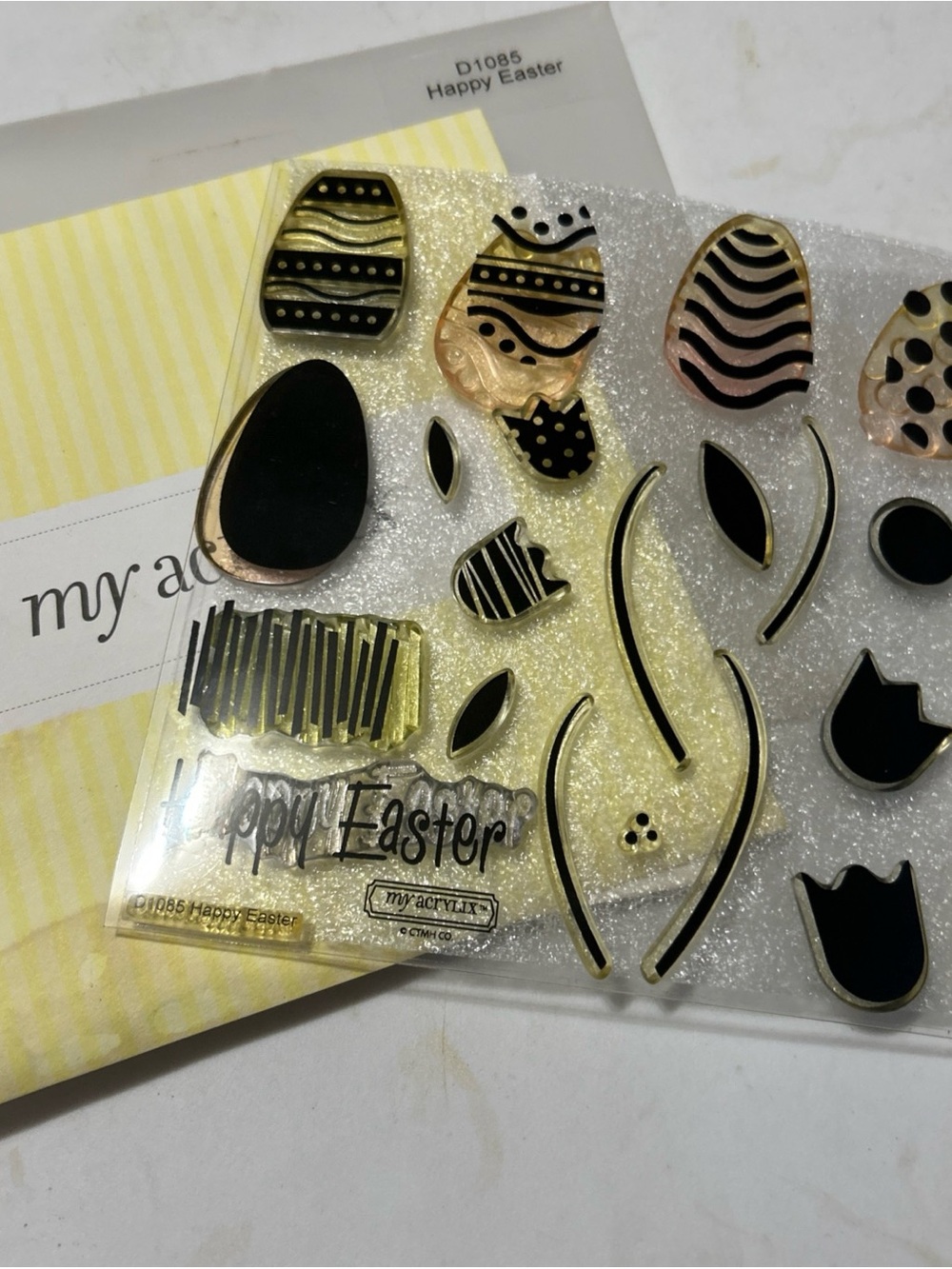 Clear Easter-Themed Acrylic Stamp Set in Black and Gold